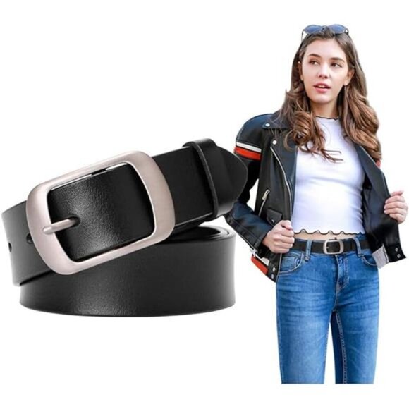 Fashion Womens Leather Belt, Soft Leather Waist Belt with Pin Buckle for Jeans - Picture 7 of 7